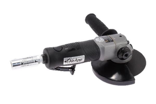 Air tool fitted with Protect-Air ToolReg® inline regulator to prevent overpressure and reduce energy waste.